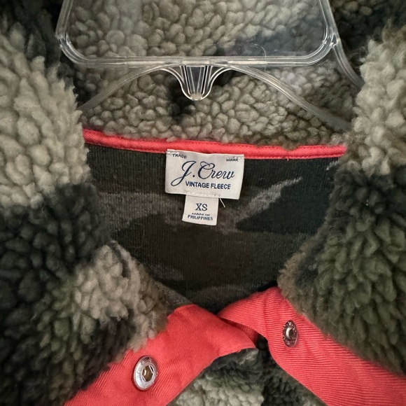 J. Crew Snap Collar Sherpa Fleece Sweatshirt in Camo - Picture 3 of 6